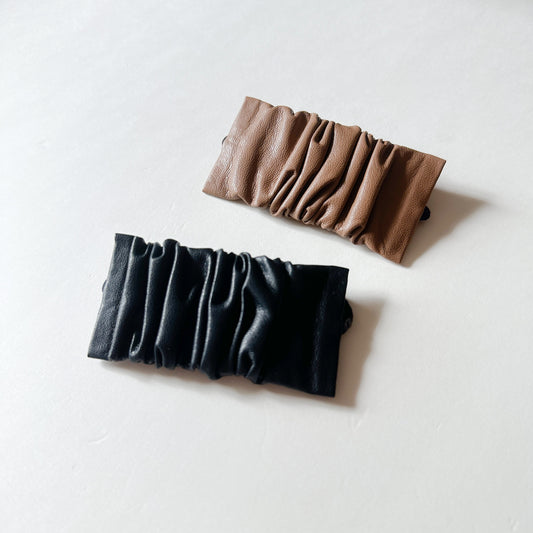 Leather Square Gathered Hair Ties