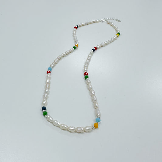 Summer Pearl Colored Beaded Necklace