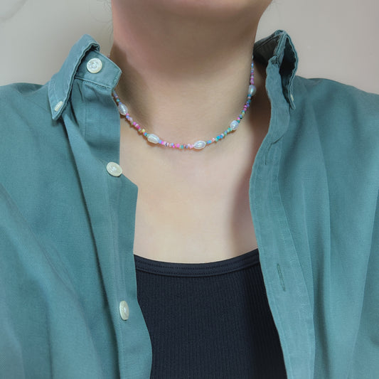 Summer Pearl Pastel Beaded Necklace