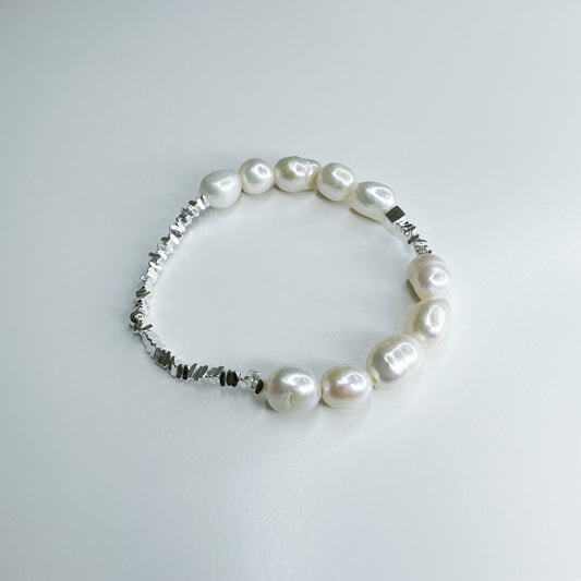 Summer Pearl Silver Slice Bracelet