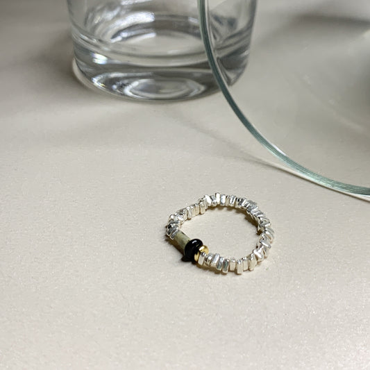 Alicent Beaded Silver Slice Ring
