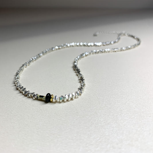 Alicent Beaded Silver Slice Necklace