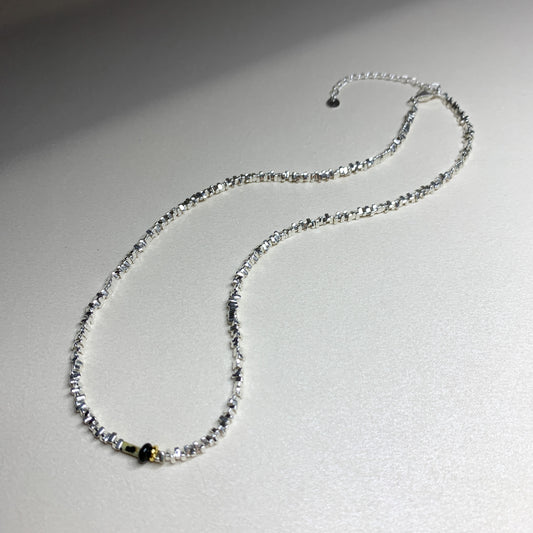 Alicent Beaded Silver Slice Necklace